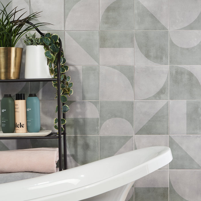 Ivy Hill Tile Quincy 7.87'' W x 7.87'' L Porcelain Encaustic Floor and